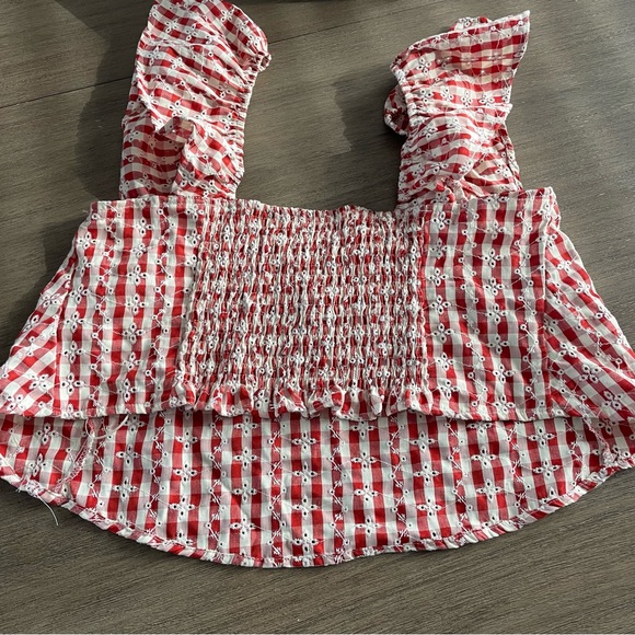 Kirious Los Angeles Red Gingham Crop Top - Picture 2 of 3